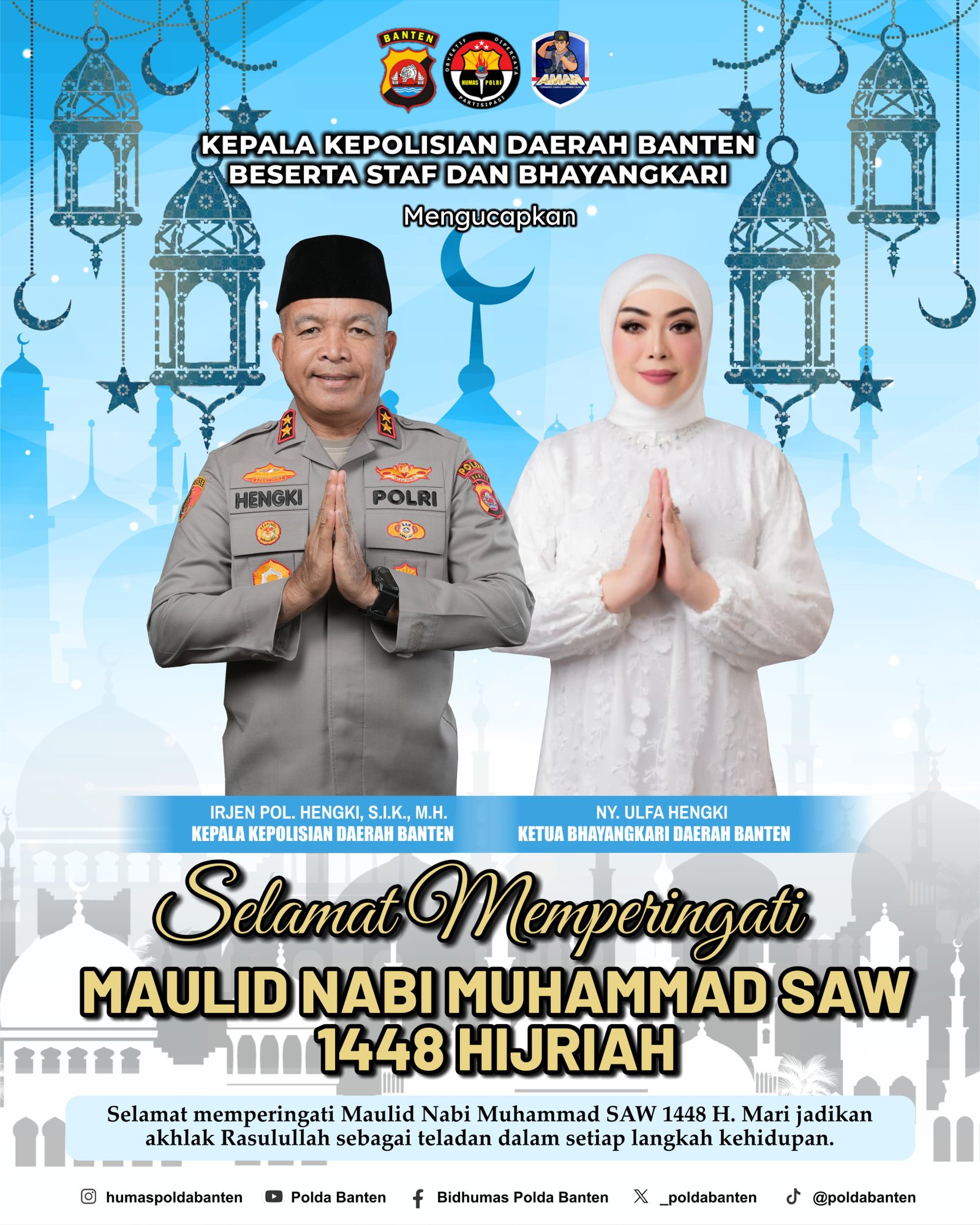 Kapolda Banten Sampaikan Ucapan Maulid Nabi, Ajak Masyarakat Teladani Rasulullah SAW